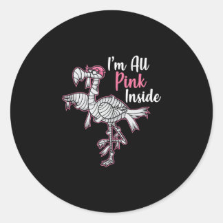 I'm All Pink Inside Funny Halloween Flamingo Gift Classic Round Sticker