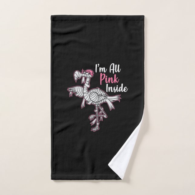 Im All Pink Inside Funny Halloween Flamingo Gift Hand Towel (Hand Towel)
