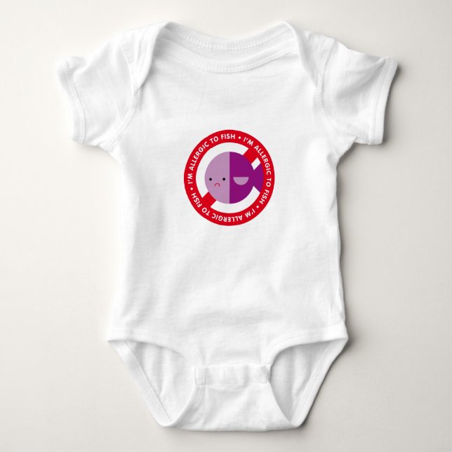 I'm allergic to fish! baby bodysuit (Front)