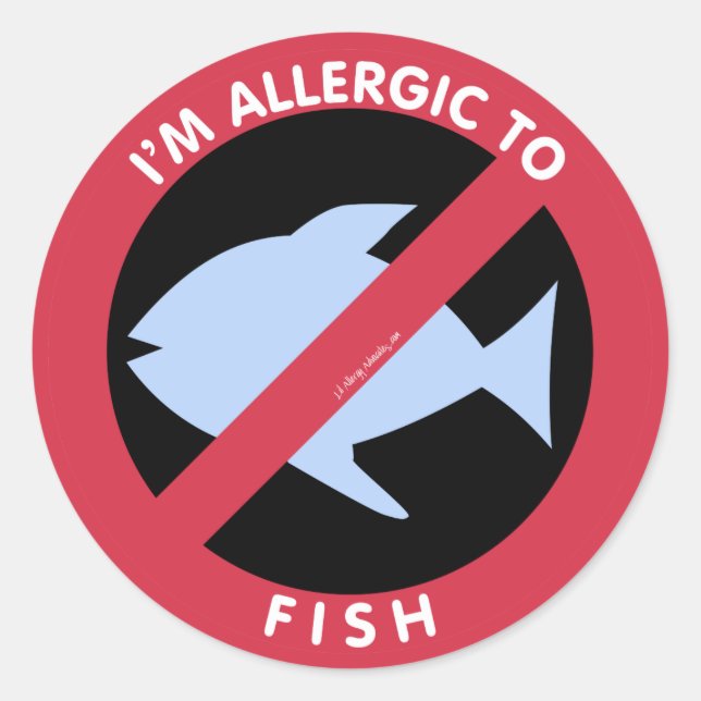I'm Allergic To Fish Food Allergy Symbol Kids Classic Round Sticker (Front)