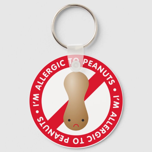 I'm allergic to peanuts! Peanut allergy Keychain (Front)