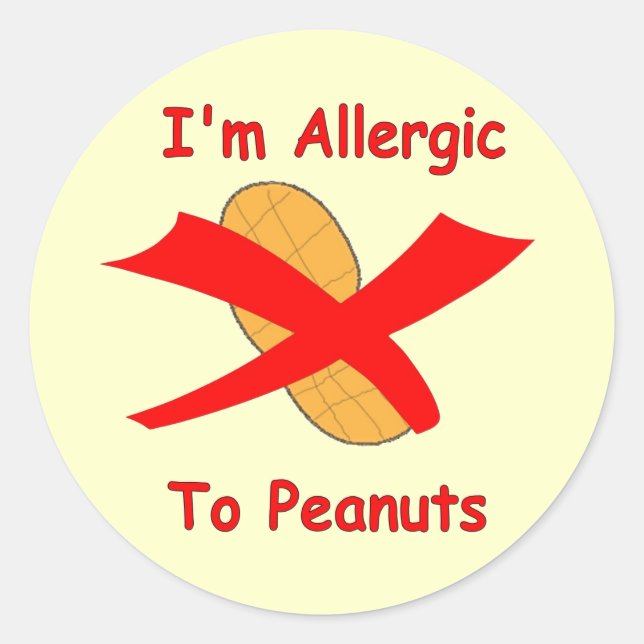 I'm Allergic to Peanuts Stickers yellow (Front)