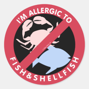 I'm Allergic To Shellfish Fish Allergy Symbol Kids Classic Round Sticker