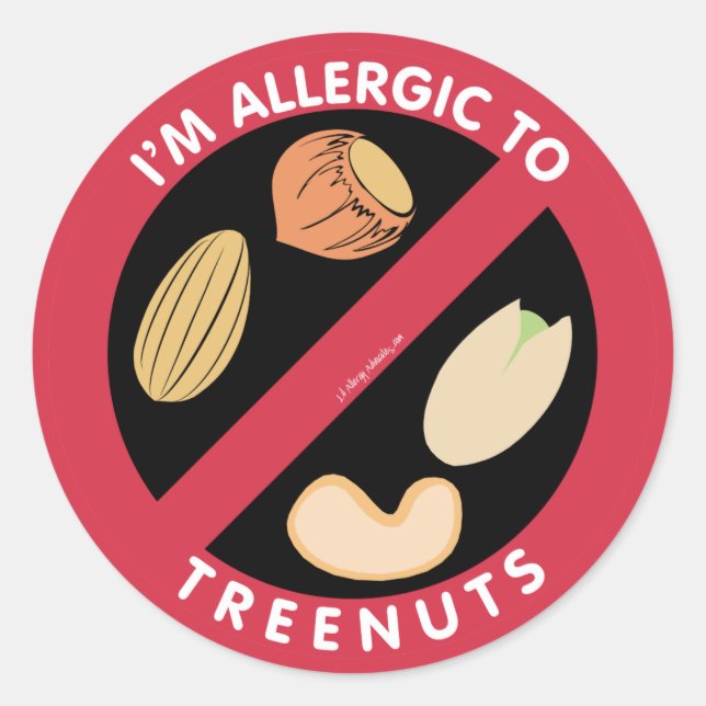 I'm Allergic To Tree Nuts Food Allergy Symbol Kids Classic Round Sticker (Front)