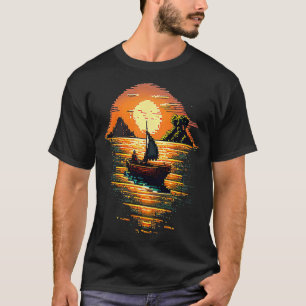 I'm an angler with a boat and go fishing pixel art T-Shirt