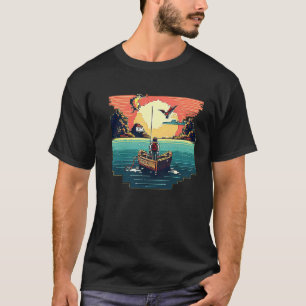 I'm an angler with a boat and go fishing pixel art T-Shirt