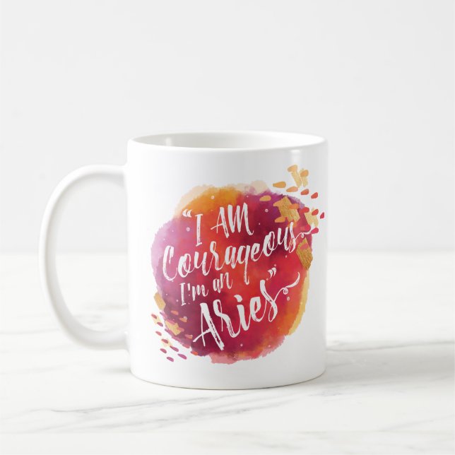 "I'm an Aries" Zodiac Magenta Watercolour Mug (Left)
