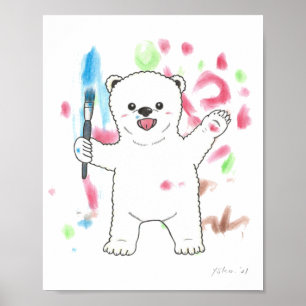 "I'm an artist!" polar bear animal nursery poster