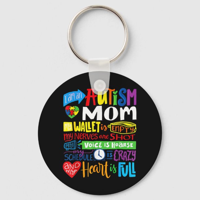 I'm an Autism Mom Wallet Empty Proud Autism Mother Keychain (Front)