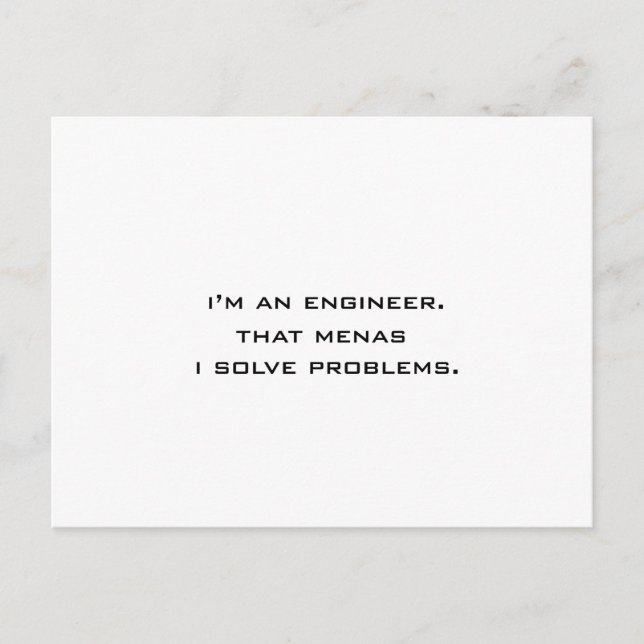 I'm an engineer postcard (Front)