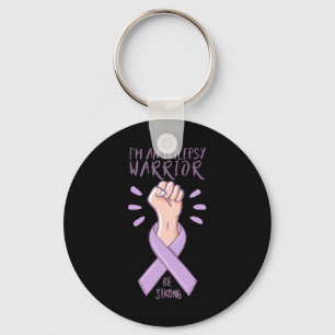 I'm An Epilepsy Warrior Awareness day purple ribbo Keychain