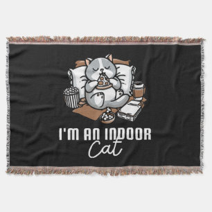 I'm an indoor cat - Introvert cat Throw Blanket