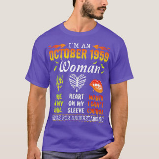 Im An October 1959 Woman Fire In My Soul Heart On T-Shirt