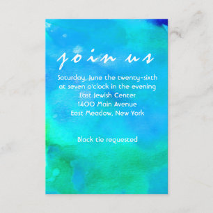 I'M AQUA WATERCOLOR Bat Mitzvah Reception Card