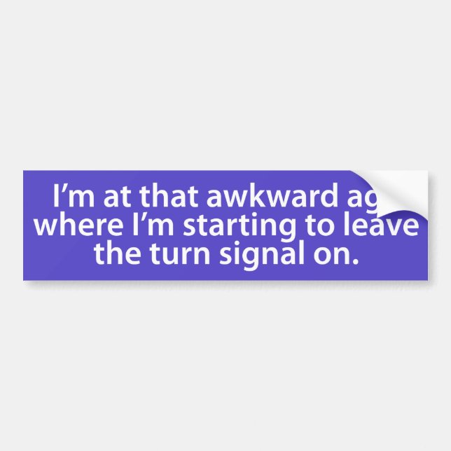 I'm at that awkward age. bumper sticker (Front)