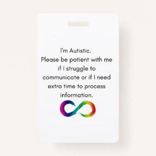 I'm Autistic- Communication Card Badge