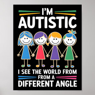 I'm Autistic I See The World Angle Autism Awarenes Poster