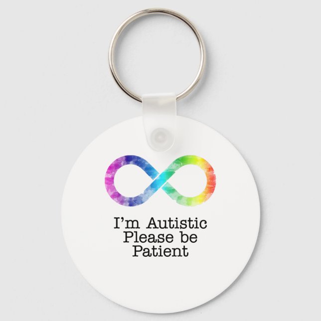  I'm Autistic, Please be Patient- watercolor Keychain (Front)