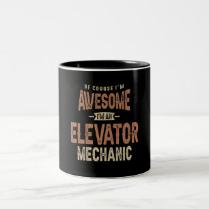 I'm Awesome I'm an Elevator Mechanic Funny Job Two-Tone Coffee Mug