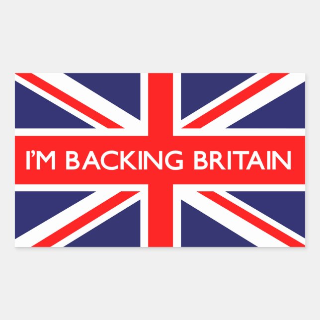 I'm Backing Britain On British Flag Sticker (Front)