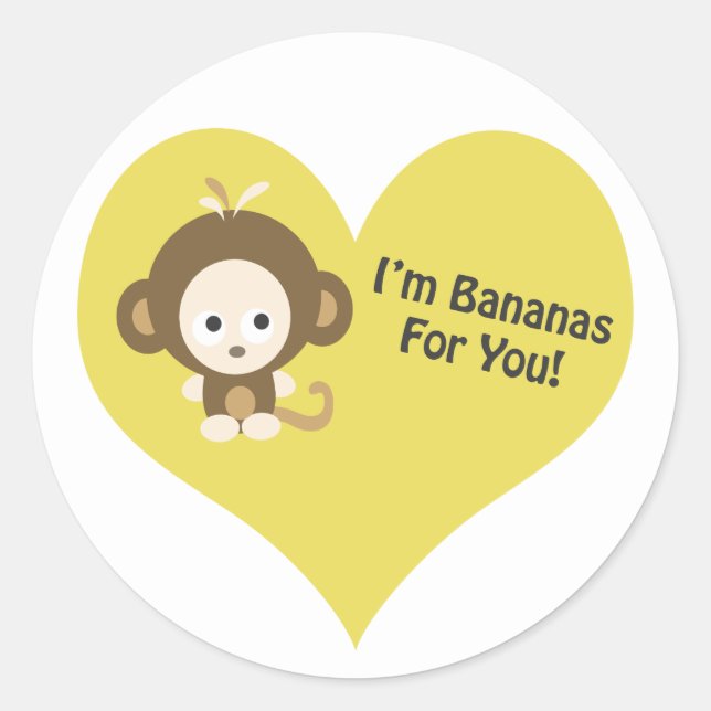 Im Bananas for You Monkey Classic Round Sticker (Front)