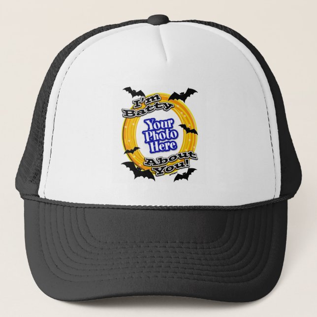 I'm Batty About You Photo Scary Bats White Trucker Hat (Front)