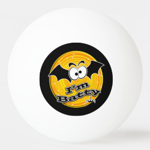 I'm Batty Orange and Yellow Swirl Ping Pong Ball