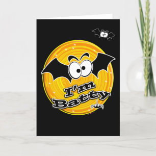 I'm Batty Orange and Yellow Swirl Thank You Card