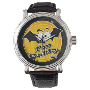 I'm Batty Orange and Yellow Swirl Watch