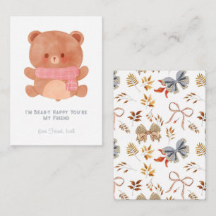 I'm Beary Happy You're My Friend School  Valentine Card
