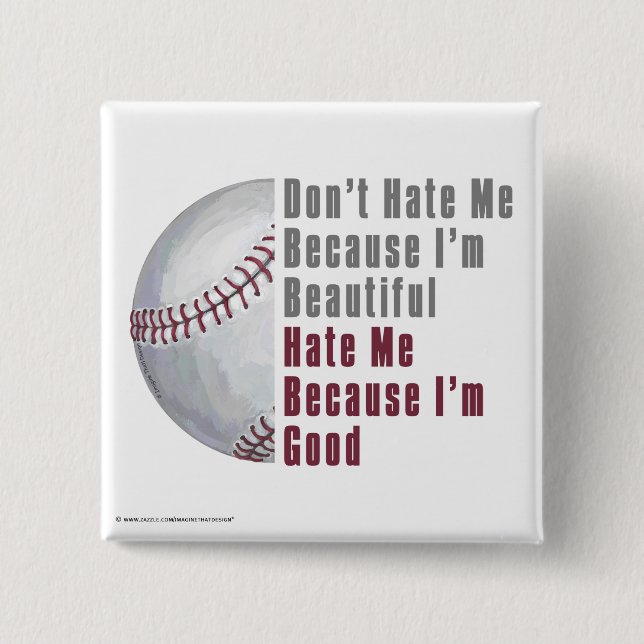 Im Beautiful Im Good Baseball 2 Inch Square Button (Front)