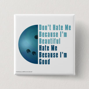 Im Beautiful Im Good Bowling Blue 2 Inch Square Button