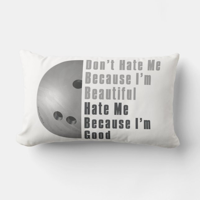 Im Beautiful Im Good Bowling Grey Lumbar Pillow (Front)