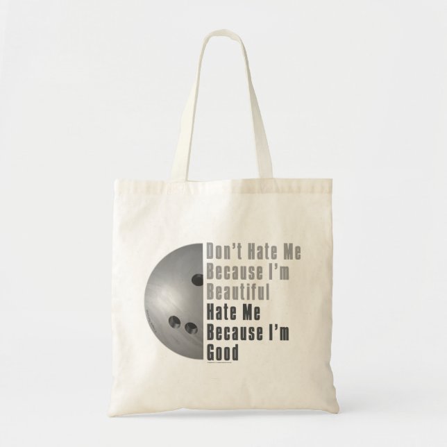 Im Beautiful Im Good Bowling Grey Tote Bag (Front)