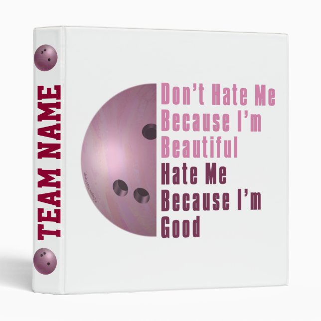 Im Beautiful Im Good Bowling Pink Binder (Front/Spine)