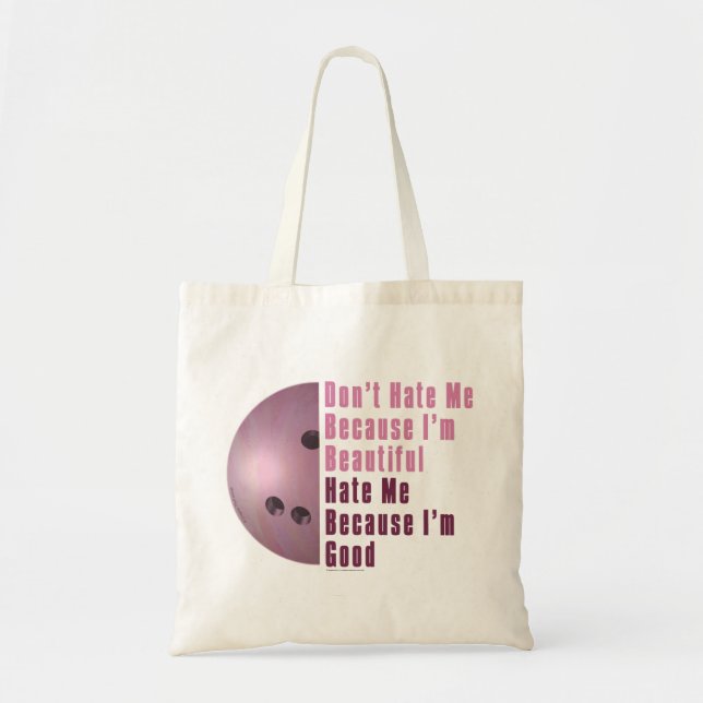 Im Beautiful Im Good Bowling Pink Tote Bag (Front)