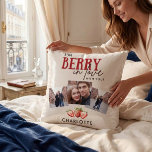 I'm Berry In Love Couple Photos Throw Pillow