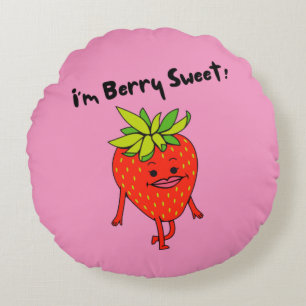 I'm Berry Sweet! - Funny Fruit Pun Round Pillow
