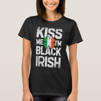 I'm Black Irish St Patricks Day Men Ireland Flag T-Shirt