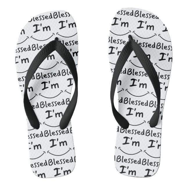 I'm Blessed Biblical Smile W/B All-Over Unisex Flip Flops (Footbed)