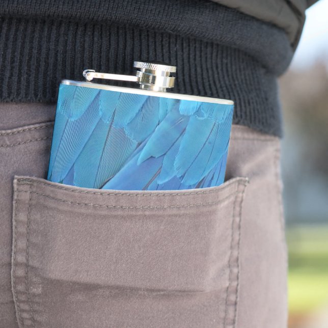 I'm blue - cool feather design  hip flask (In Situ)
