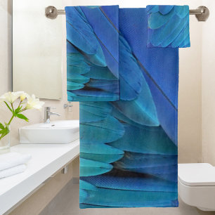 I'm blue - parrot feathers close up  bath towel set