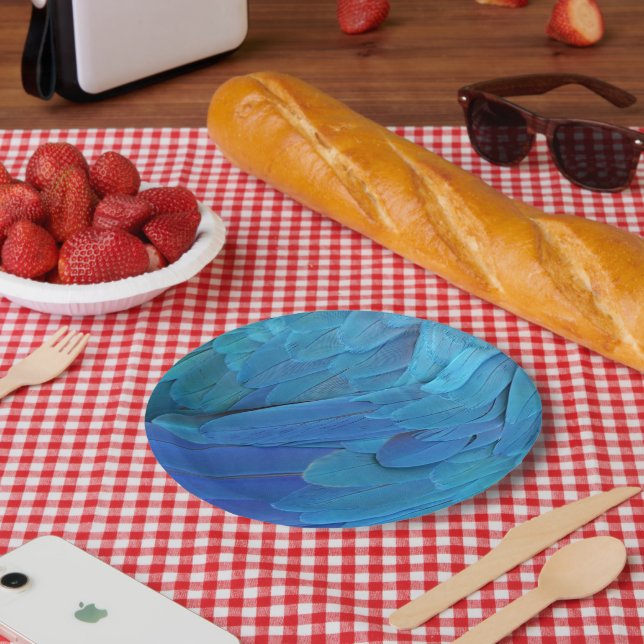 I'm blue - parrot feathers close up  paper plate (Picnic)