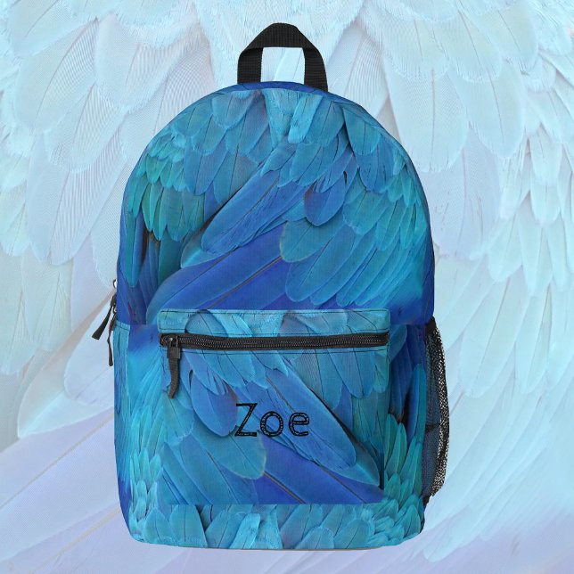 I'm blue - parrot feathers, unique personalizable  printed backpack (Creator Uploaded)