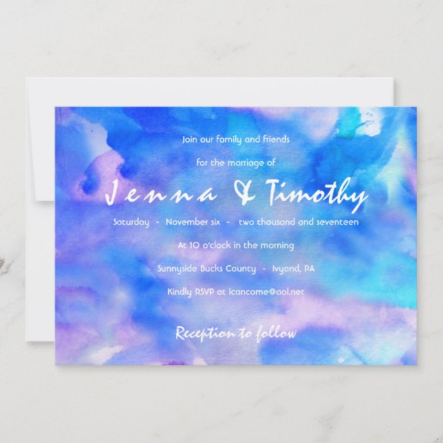 I'M BLUE WATERCOLOR Wedding Invitation (Front)