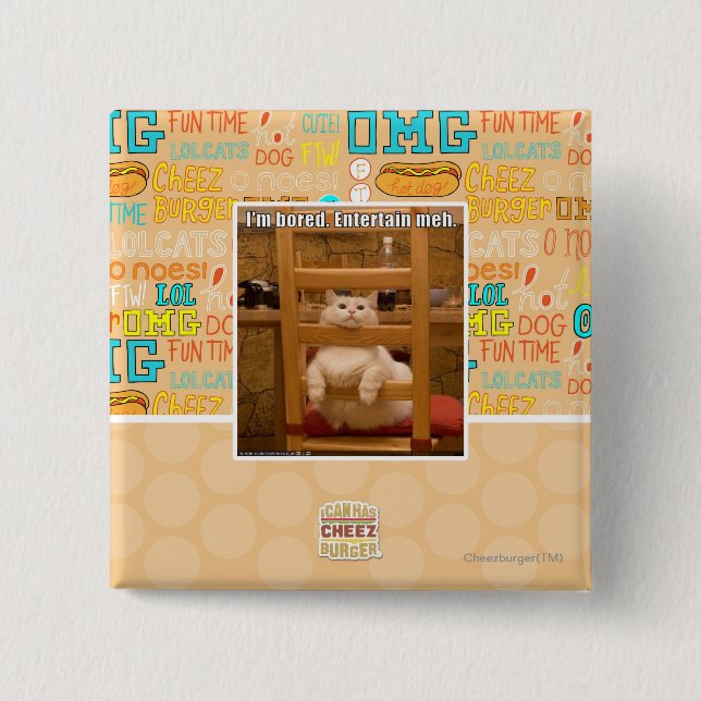 I'm bored. 2 inch square button (Front)