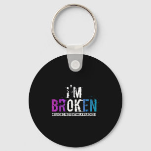Im Broken Teal &amp; Purple Ribbon Suicide Prevent Keychain