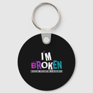 Im Broken Teal &amp; Purple Ribbon Suicide Prevent Keychain