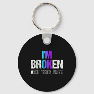 I'm Broken Teal And Purple Ribbon Suicide Preventi Keychain