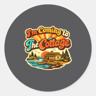 I'm Coming To The Cottage Romance Hockey Coupl Classic Round Sticker